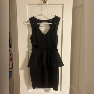 Sparkle & Fade Black Backless Peplum Dress